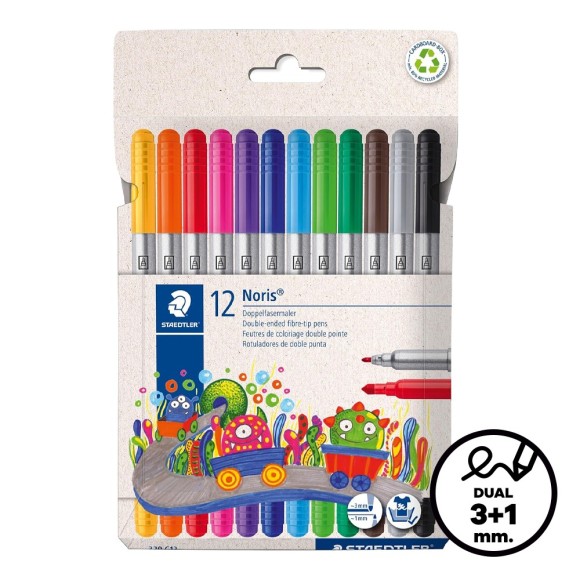 Caja 12 rotuladores de doble punta Staedtler Noris 320