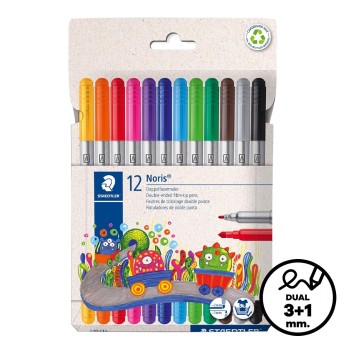 Caja 12 rotuladores de doble punta Staedtler Noris 320