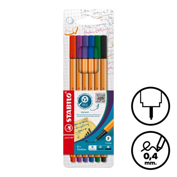 Caixa 6 retoladors Stabilo Point 88