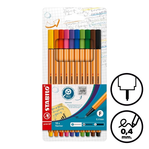 Caixa 10 retoladors Stabilo Point 88