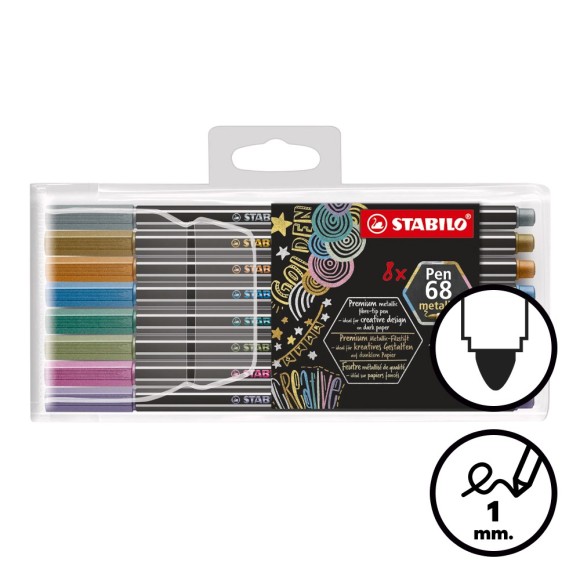 Caixa 8 retoladors Stabilo Pen 68 metallic