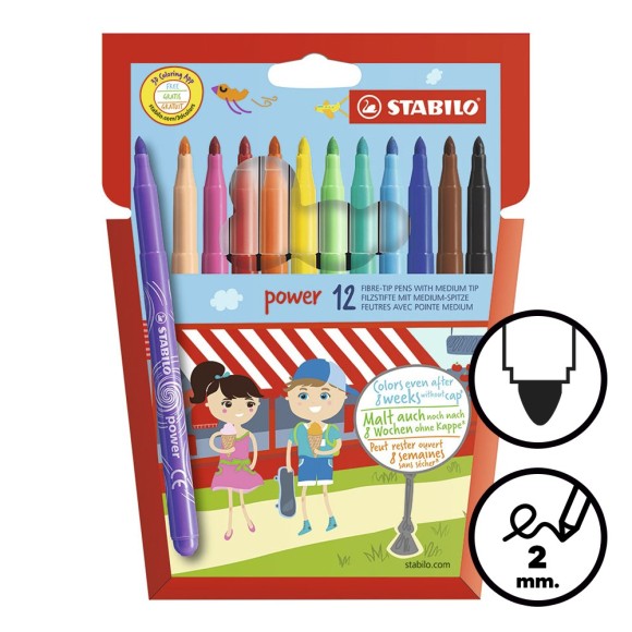 Caixa de 12 retoladors escolars Stabilo Power