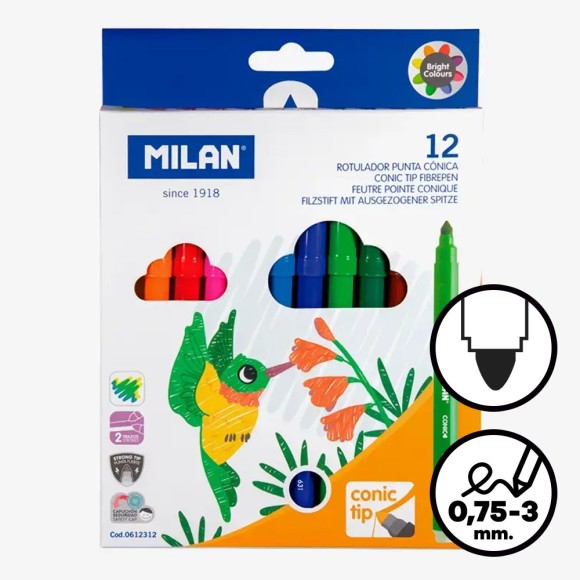 Caja de 12 rotuladores escolares Milan 631