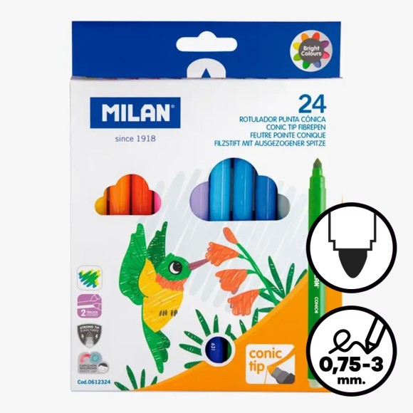 Caja de 24 rotuladores escolares Milan 631