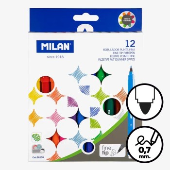 Caja de 12 rotuladores de punta fina Milan 610