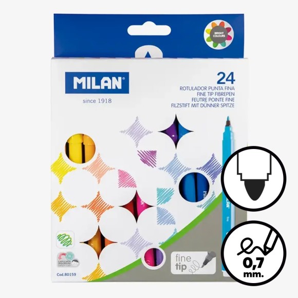Caja de 24 rotuladores de punta fina Milan 610