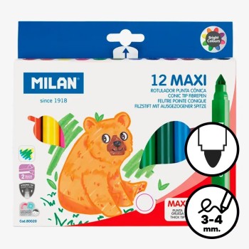 Caixa de 12 retoladors gruixuts Milan 641 Maxi
