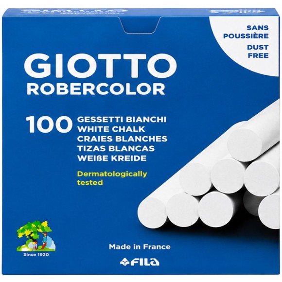Caja 100 tizas Giotto Robercolor | Blanco y colores