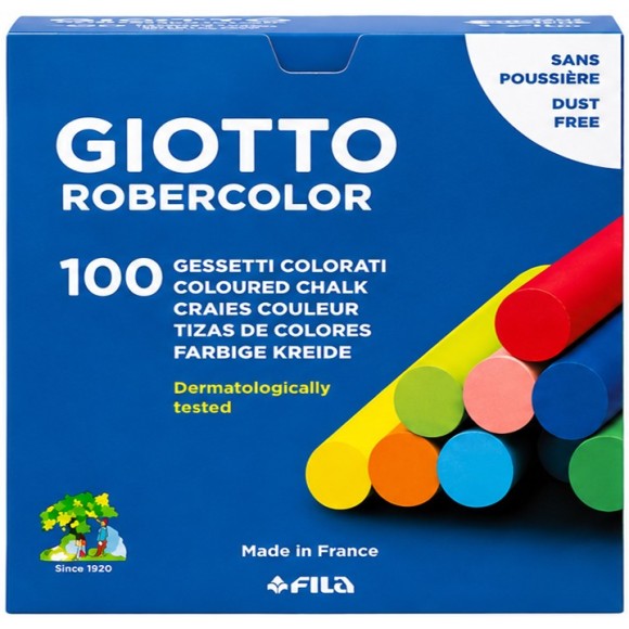 Caja 100 tizas Giotto Robercolor | Blanco y colores