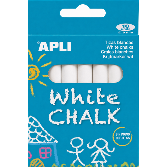 Caja 10 tizas Apli | White / Color Chalk