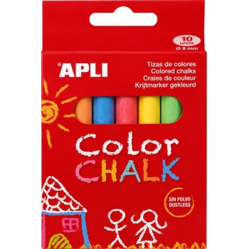 Caja 10 tizas Apli | White / Color Chalk