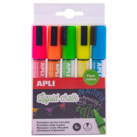 Blíster 5 retoladors de guix líquid Apli colors assortits