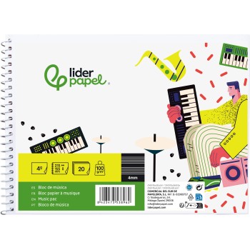 Quadern Liderpapel quart apaïsat pentagrama 4mm 20 fulls